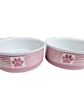 Bone Dry Paw & Patch Ceramic 2 Bowls With Silicone Slip Protectors